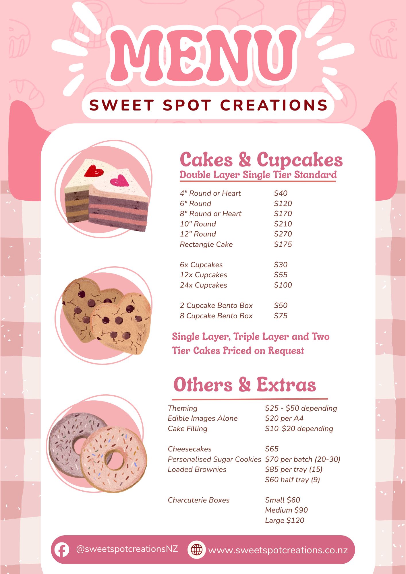 Pink and White Playful Bakery Menu